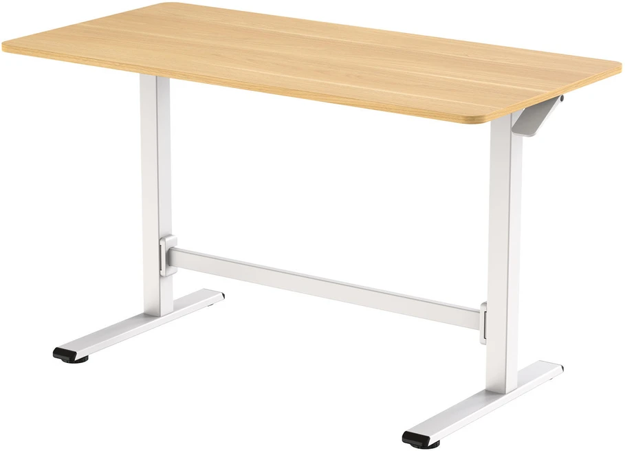 Home4You Desk ERGO manual 120x60xH70-115cm, oak/baltas