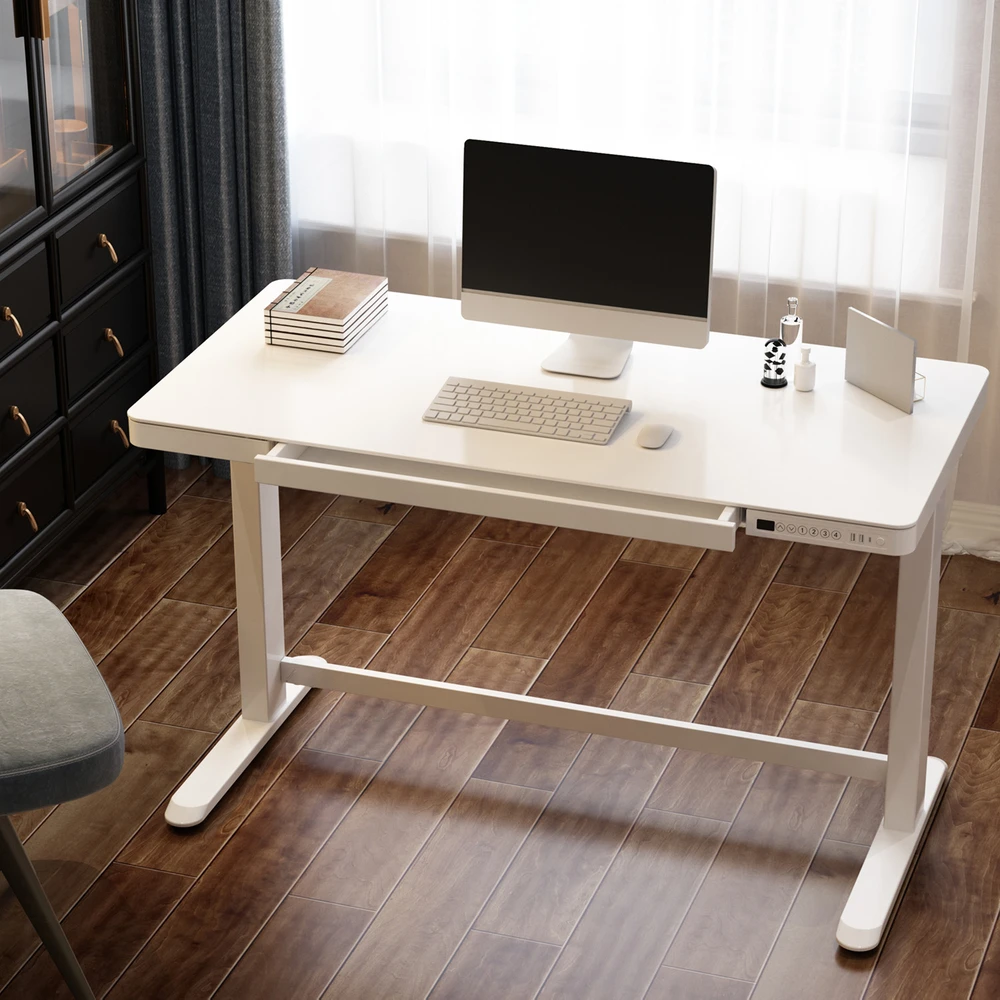 Home4You Rašomasis stalas ERGO su 1 varikliu 120x60x72-121cm, Spalva: balta