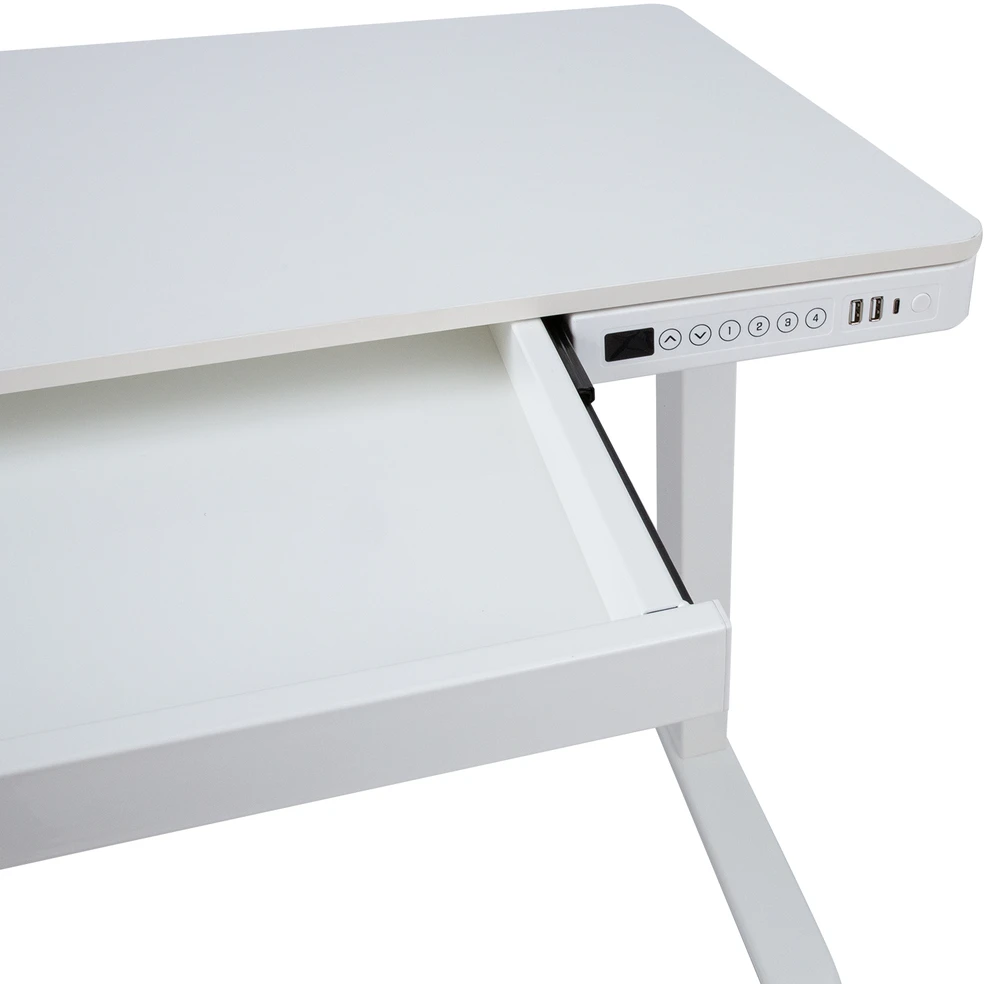Home4You Rašomasis stalas ERGO su 1 varikliu 120x60x72-121cm, Spalva: balta