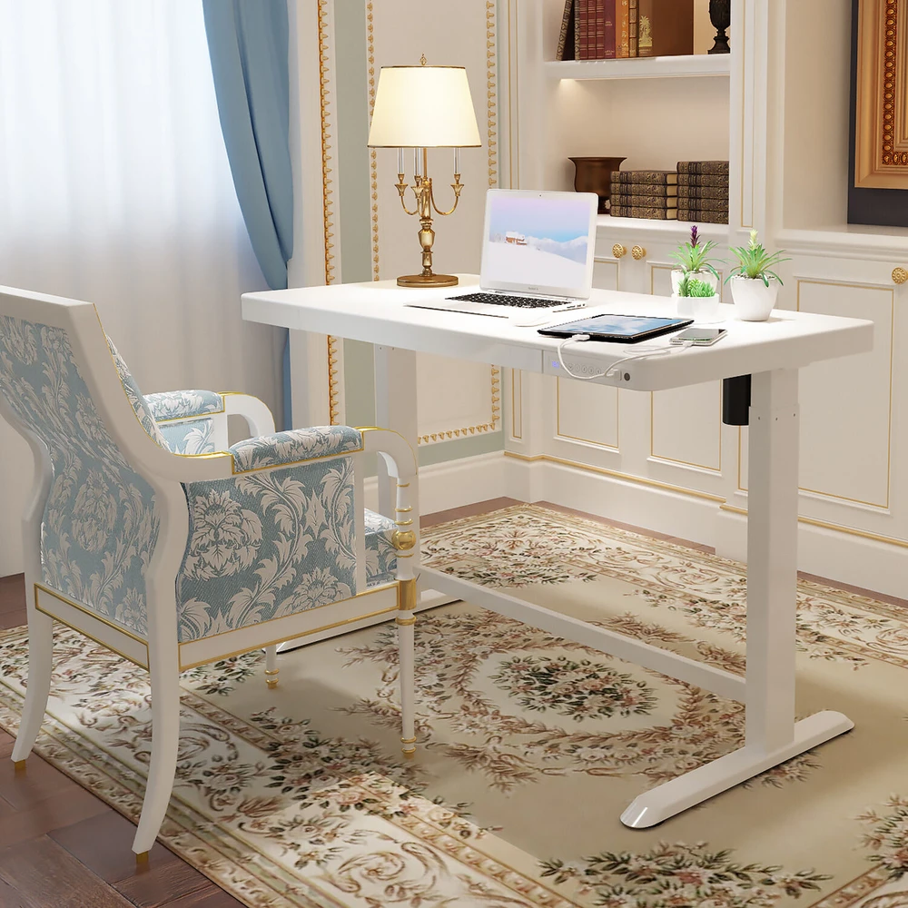 Home4You Rašomasis stalas ERGO su 1 varikliu 120x60x72-121cm, Spalva: balta