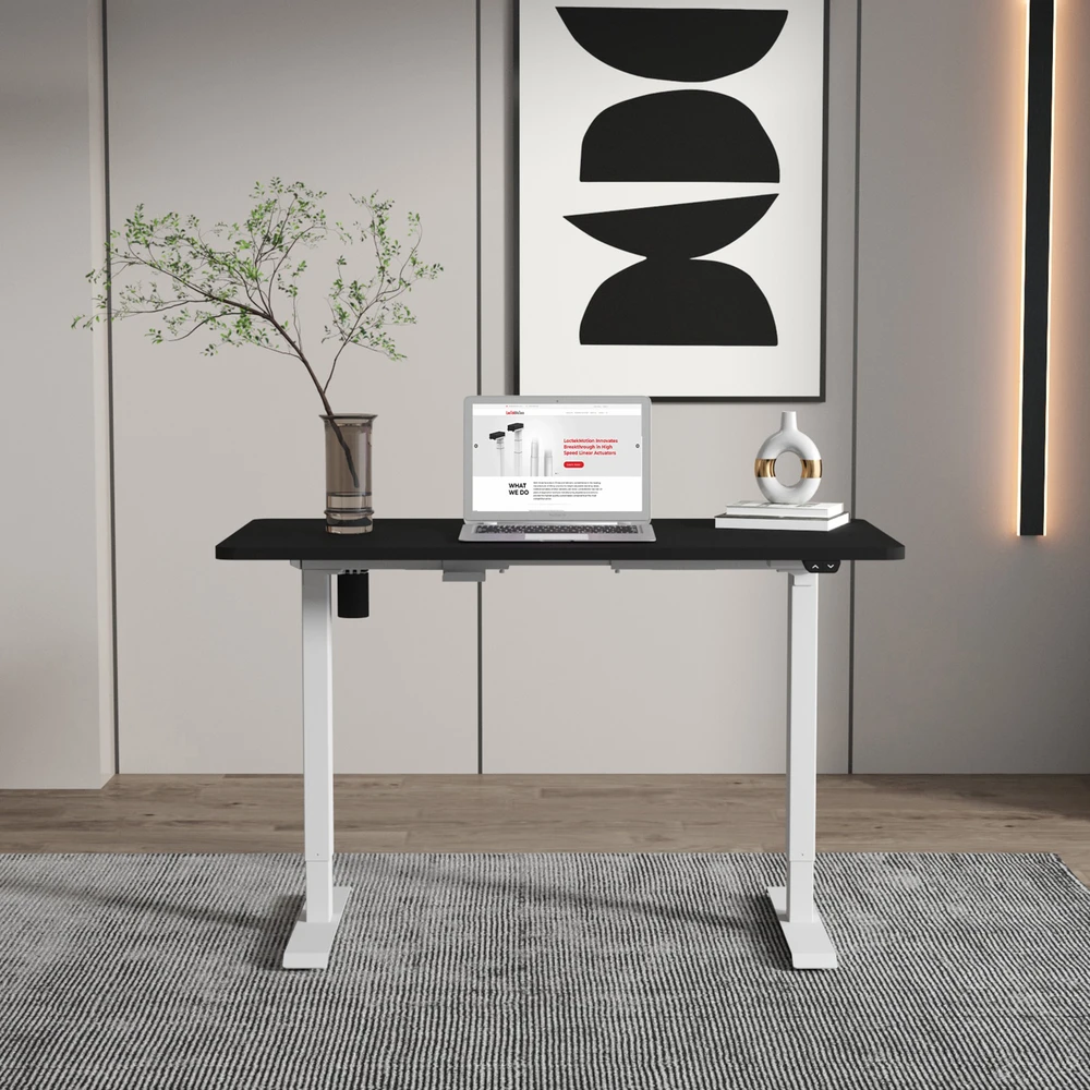 Home4You Rašomasis stalas ERGO su 1 varikliu 140x80 cm, Spalva: juoda/pilka