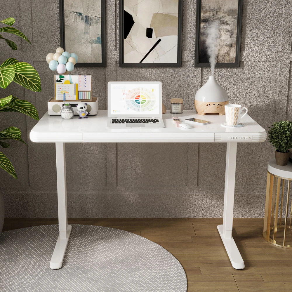 Home4You Stalas ERGO FIT su 1 varikliu 122x62x73,5-118 cm, baltas