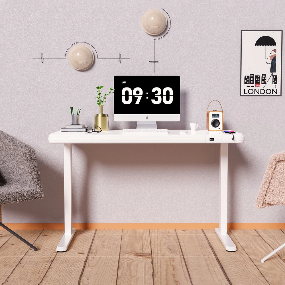 Home4You Stalas ERGO FIT Elektrinis, Reguliuojamo aukščio, Baltas, 122x62 cm