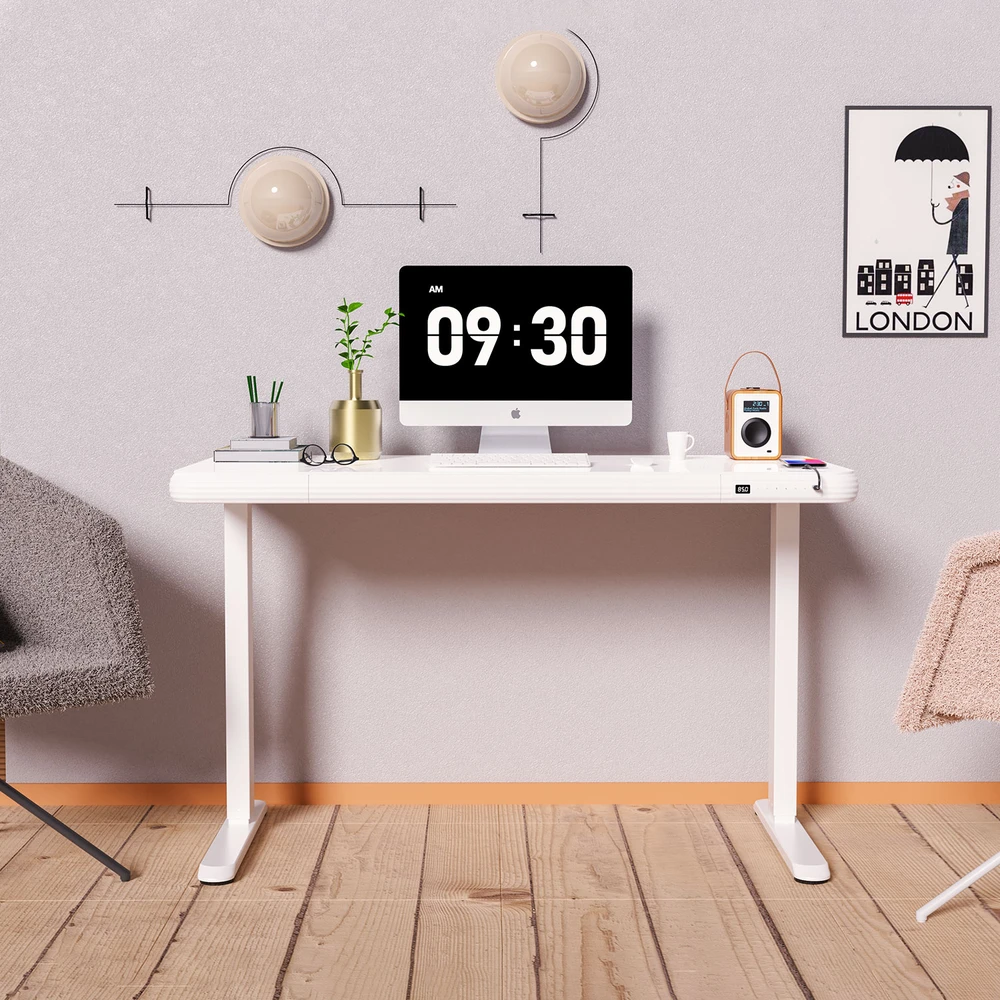 Home4You Stalas ERGO FIT su 1 varikliu 122x62x73,5-118 cm, baltas