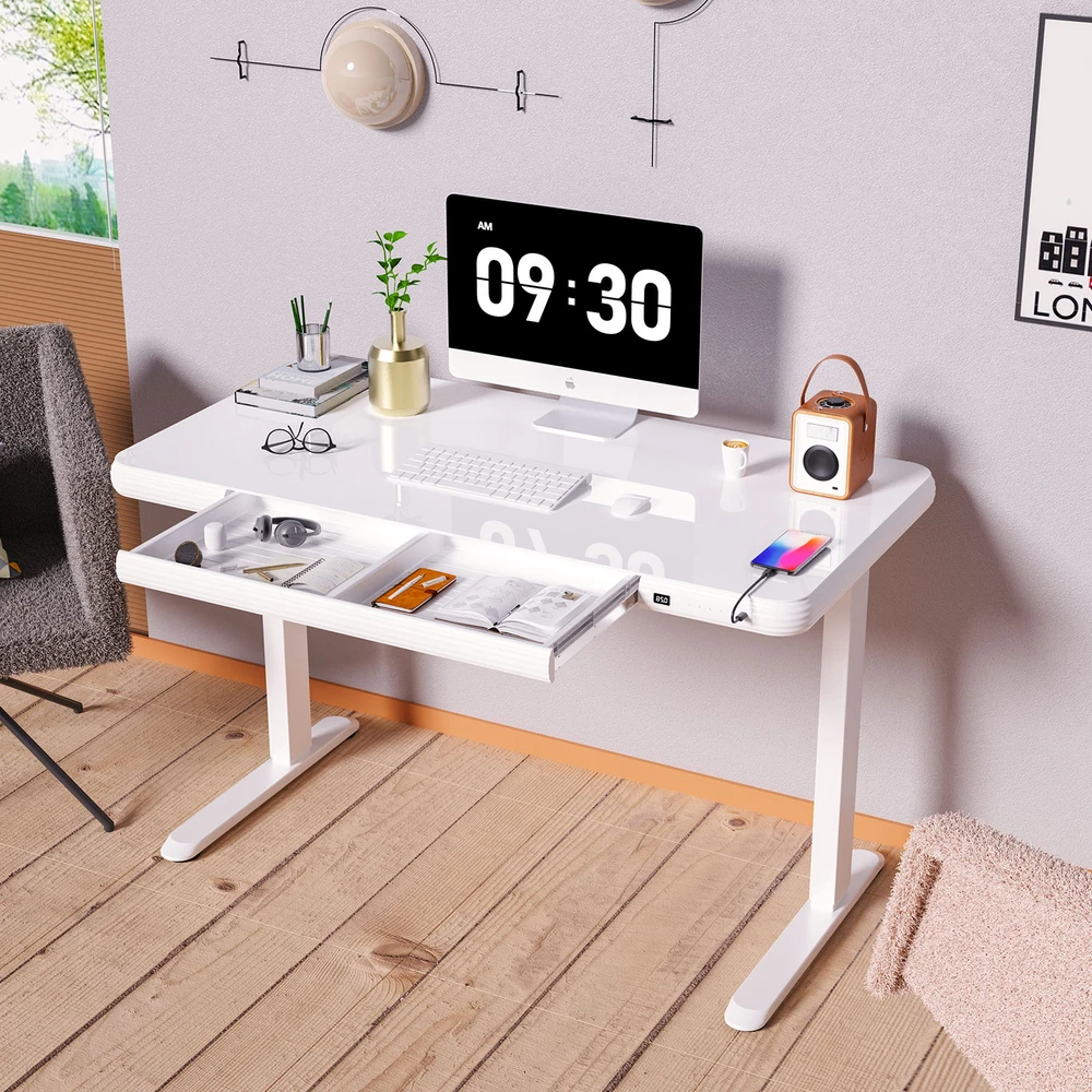 Home4You Stalas ERGO FIT su 1 varikliu 122x62x73,5-118 cm, baltas