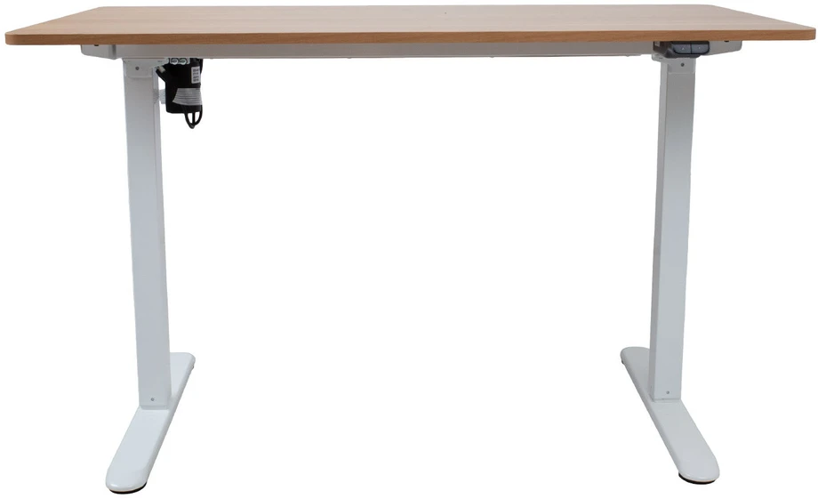Home4You Reguliuojamo aukščio darbo stalas ERGO LIGHT su 1 varikliu 120x60cm, baltas/ąžuolinis