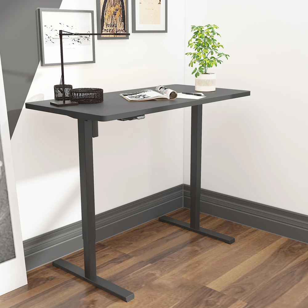 Home4You Rašomasis stalas ERGO OPTIMAL su 1 varikliu, 120x60 cm, Spalva: juoda