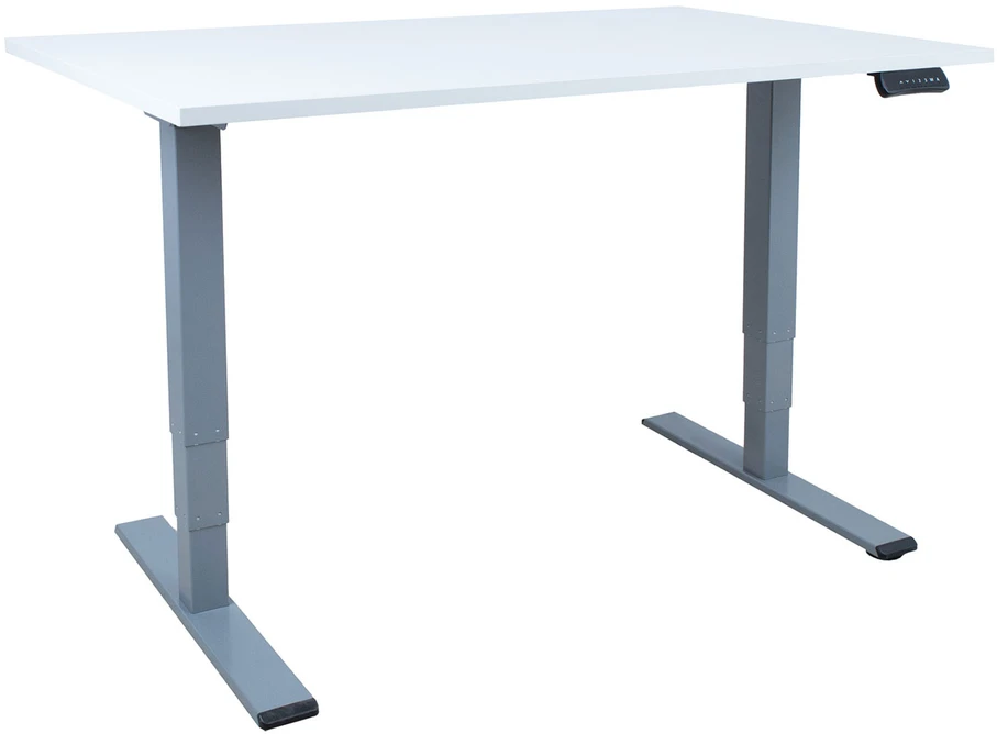 Home4You Rašomasis stalas ERGO OPTIMAL su 2 varikliais 140x80 cm, Spalva: pilkšvai balta
