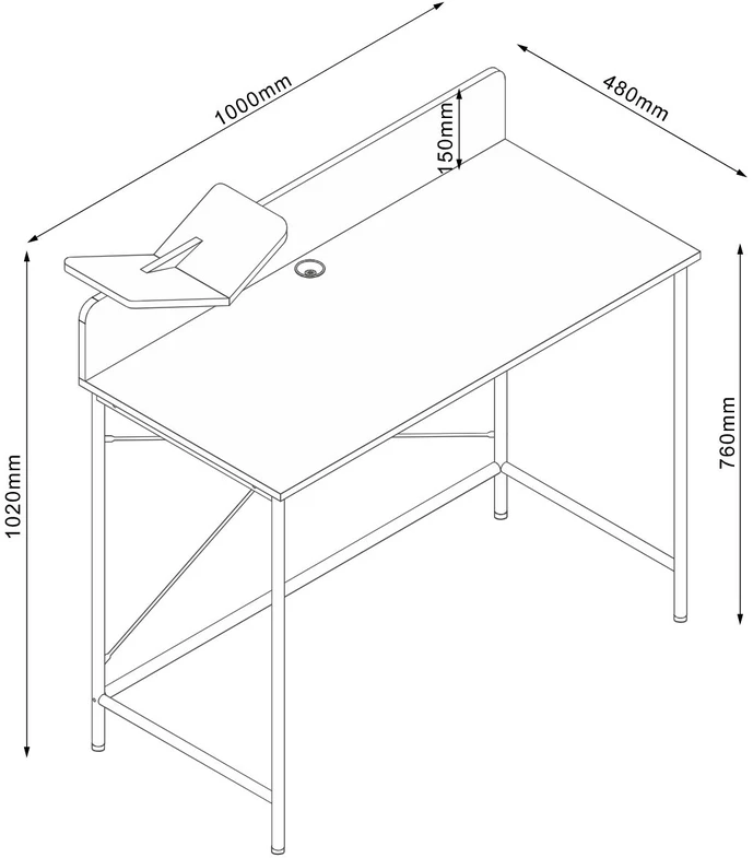 Home4You Rašomasis stalas HEDVIG 100x49,5xH102cm, uosis/juodas