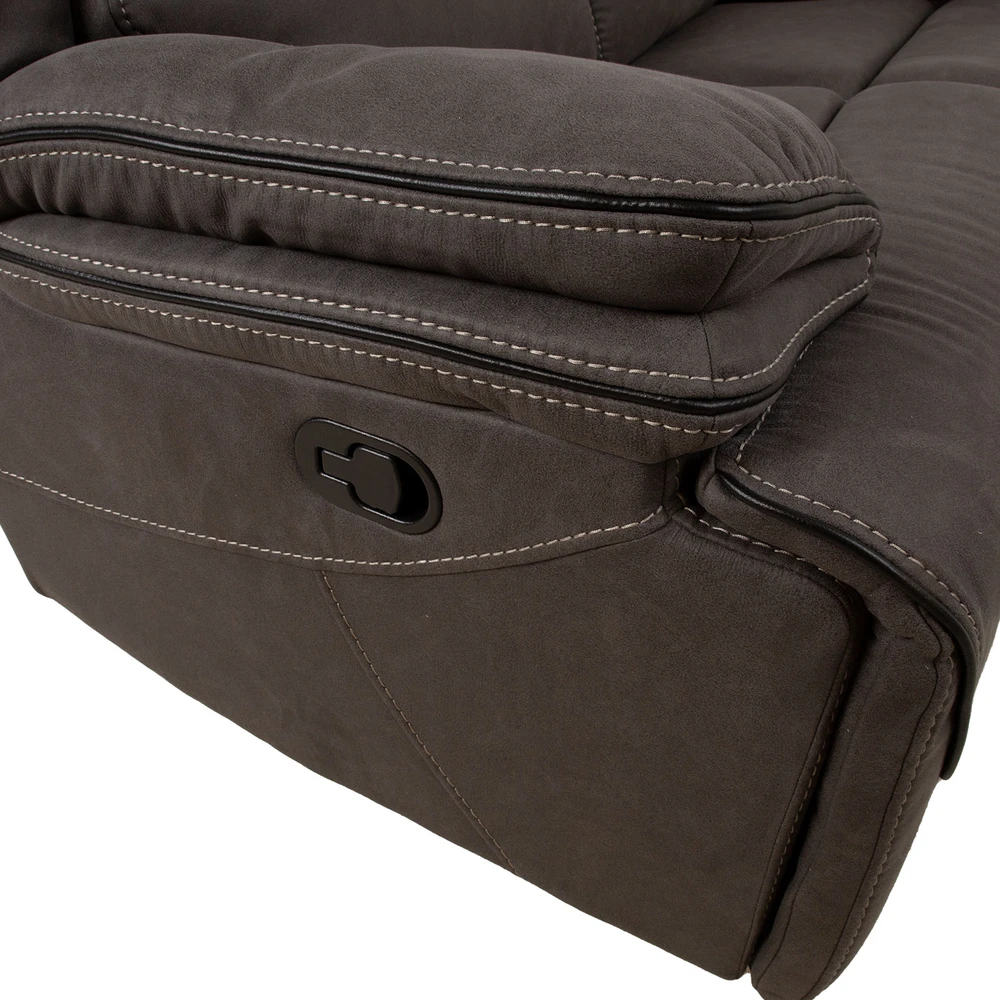 Fotelis Home4You Atlošas sofa GORDY 2-vietė su rankiniu mechanizmu, pilka