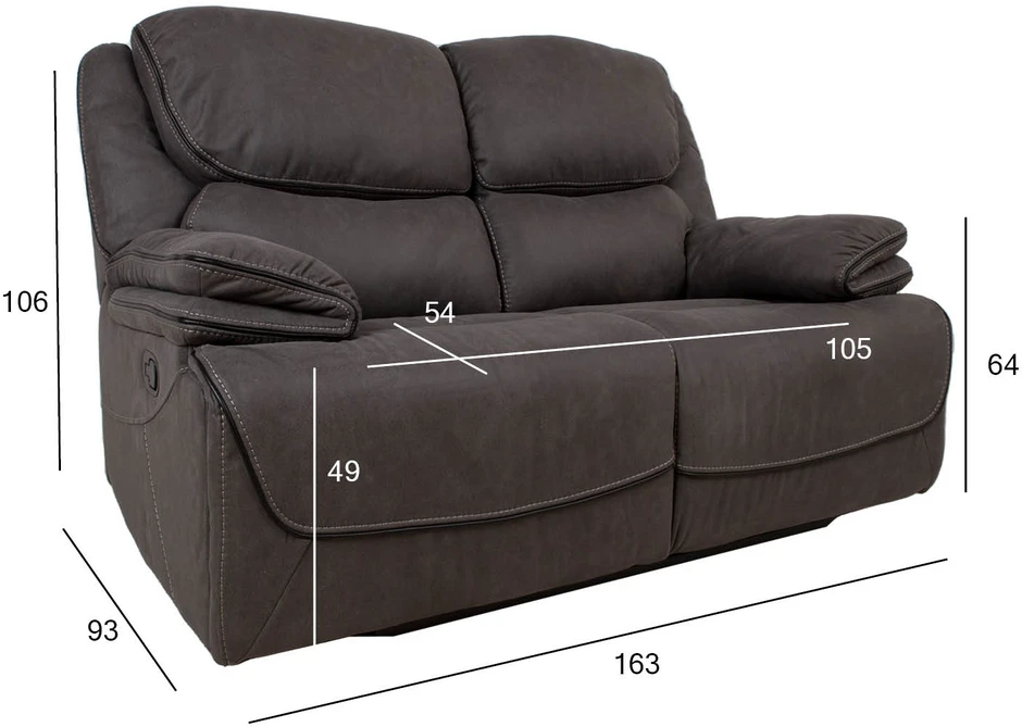 Fotelis Home4You Atlošas sofa GORDY 2-vietė su rankiniu mechanizmu, pilka