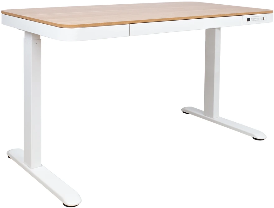 Home4You Stalas ERGO su 1 varikliu 120x60xA72-121cm, ąžuolas/balta