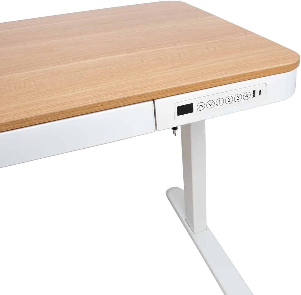 Home4You Stalas ERGO su 1 varikliu 120x60xA72-121cm, ąžuolas/balta