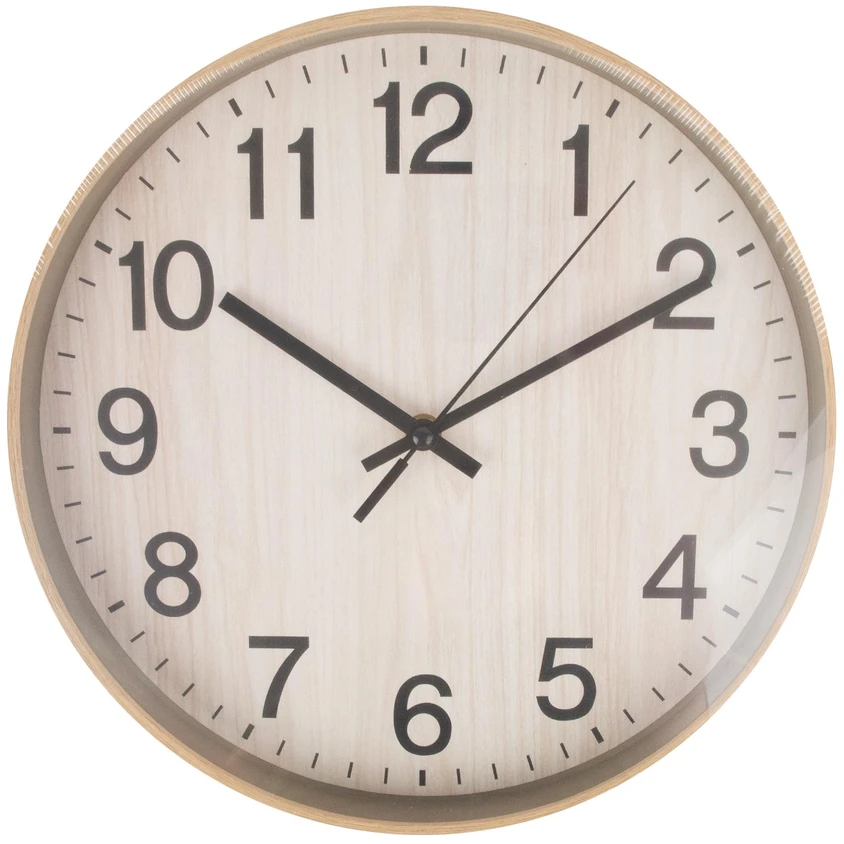 Home4You Sieninis laikrodis WOODY D30cm, šviesios medienos tekstūros