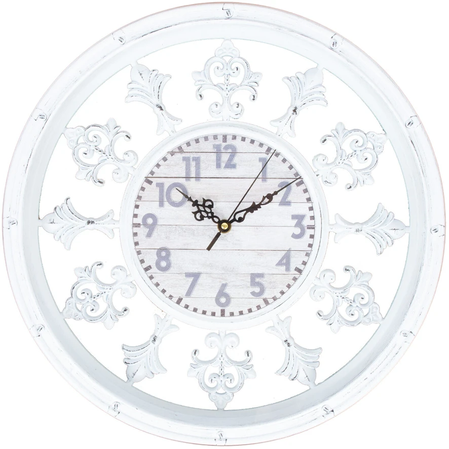 Home4You Sieninis laikrodis ORNAMENT D44cm, baltos spalvos