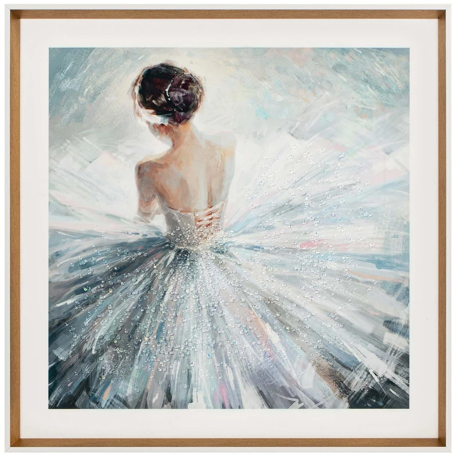 Home4You Sienų meno kūrinys 80x80cm, balerina su kristalais