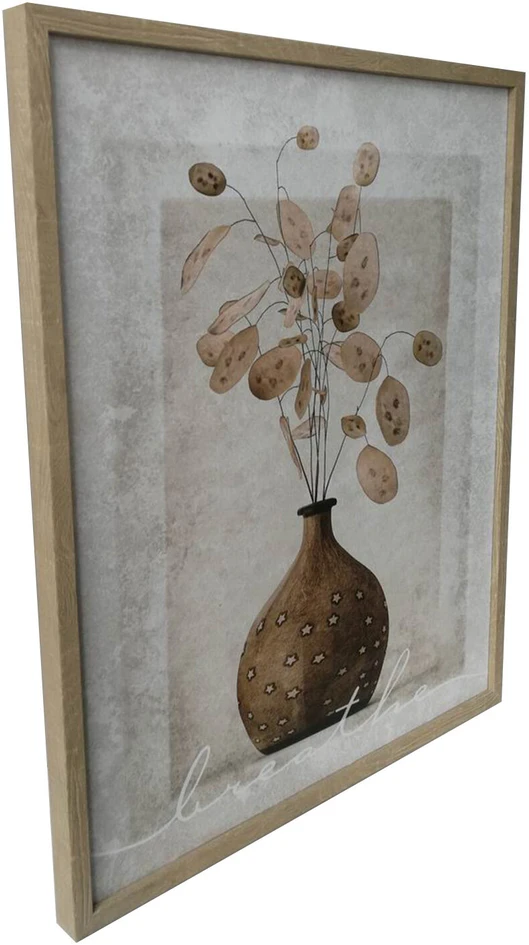Home4You Sienų meno kūrinys WALLY 40x50cm, augalai apvalioje vazoje