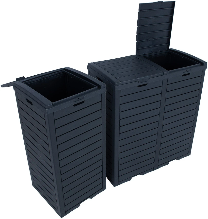 Home4You Šiukšliadėžė GALA 78x41xH86cm/230L, juodas plastikas