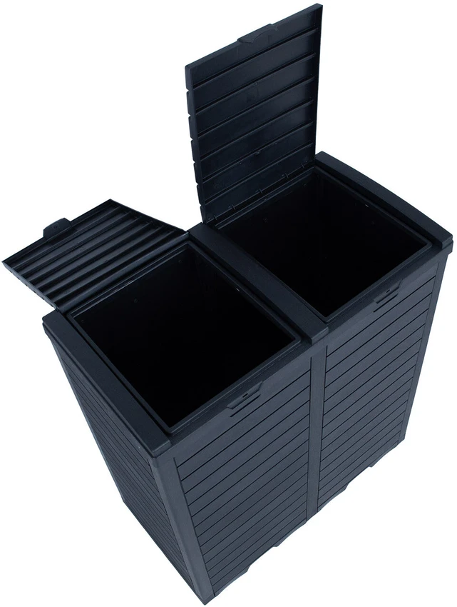 Home4You Šiukšliadėžė GALA 78x41xH86cm/230L, juodas plastikas