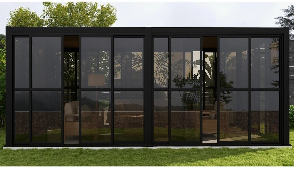 Home4You Slankiojanti siena 370.4x236.5 cm Tamsiai pilka polikarbonatas