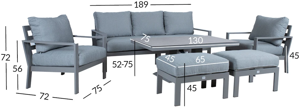 Lauko baldų komplektas Home4You Sodo baldų komplektas RIO 6-parts, greyish beige