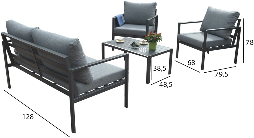 Lauko baldų komplektas Home4You Sodo baldų komplektas ADRIO table, sofa, 2 chairs