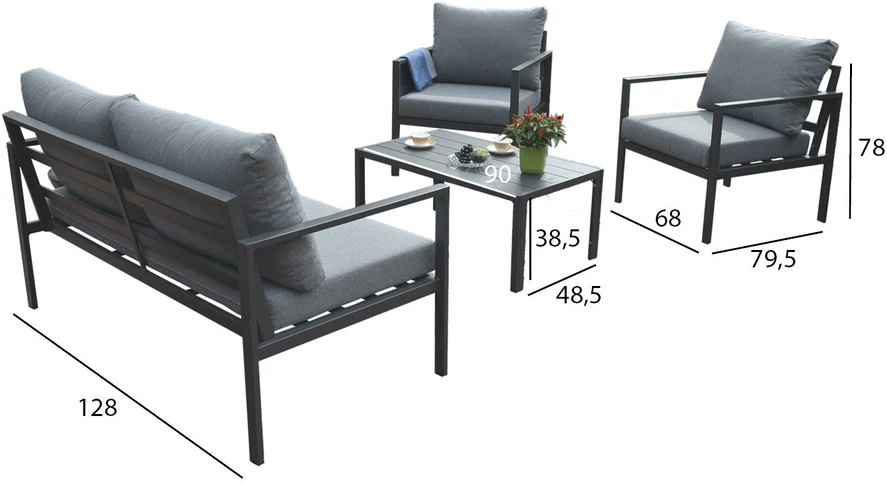 Lauko baldų komplektas Home4You Sodo baldų komplektas ADRIO table, sofa, 2 chairs