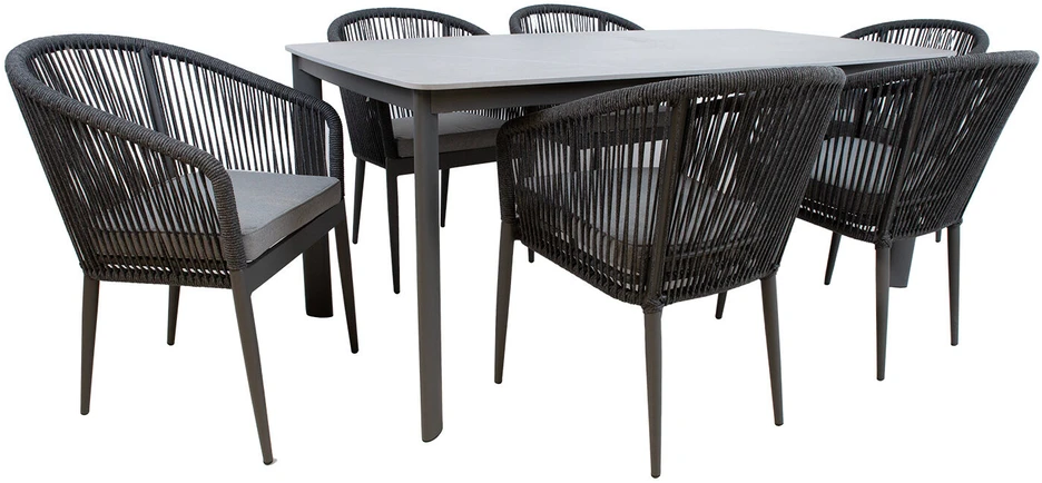 Lauko baldų komplektas Home4You Sodo baldų komplektas BEIDA stalas ir 6 kėdės