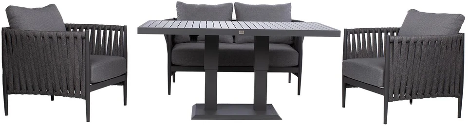 Lauko baldų komplektas Home4You Sodo baldų komplektas BRISTOL stalas, sofa ir 2 kėdės, pilkas