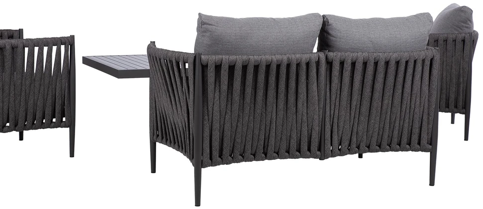Lauko baldų komplektas Home4You Sodo baldų komplektas BRISTOL stalas, sofa ir 2 kėdės, pilkas