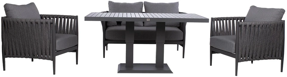 Lauko baldų komplektas Home4You Sodo baldų komplektas BRISTOL stalas, sofa ir 2 kėdės, pilkas
