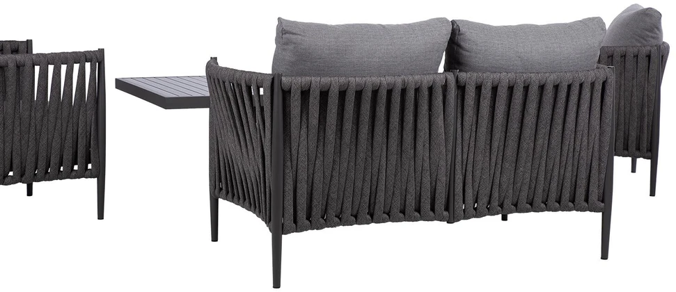 Lauko baldų komplektas Home4You Sodo baldų komplektas BRISTOL stalas, sofa ir 2 kėdės, pilkas