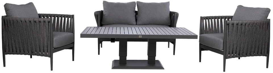 Lauko baldų komplektas Home4You Sodo baldų komplektas BRISTOL stalas, sofa ir 2 kėdės, pilkas