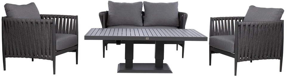 Lauko baldų komplektas Home4You Sodo baldų komplektas BRISTOL stalas, sofa ir 2 kėdės, pilkas