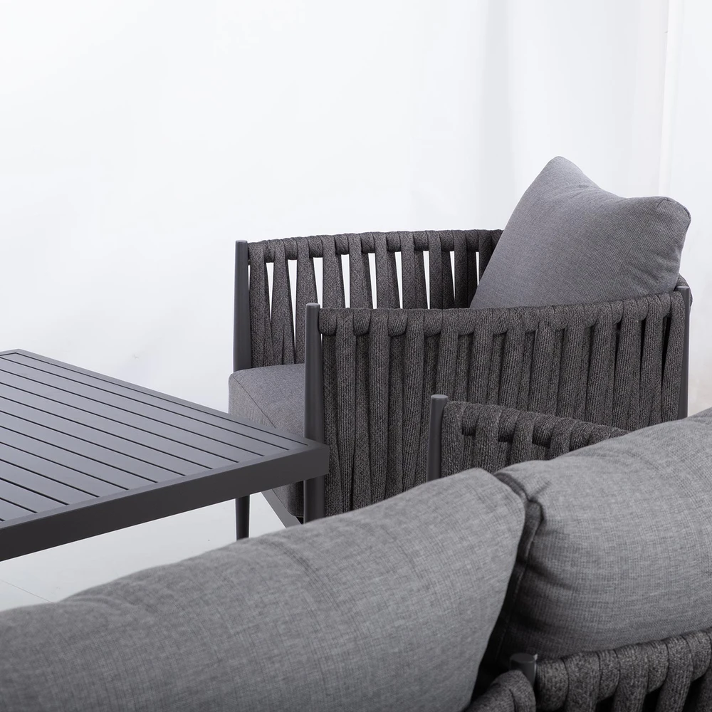 Lauko baldų komplektas Home4You Sodo baldų komplektas BRISTOL stalas, sofa ir 2 kėdės, pilkas