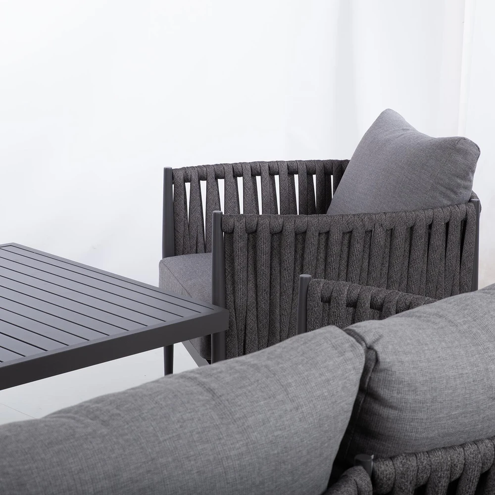 Lauko baldų komplektas Home4You Sodo baldų komplektas BRISTOL stalas, sofa ir 2 kėdės, pilkas