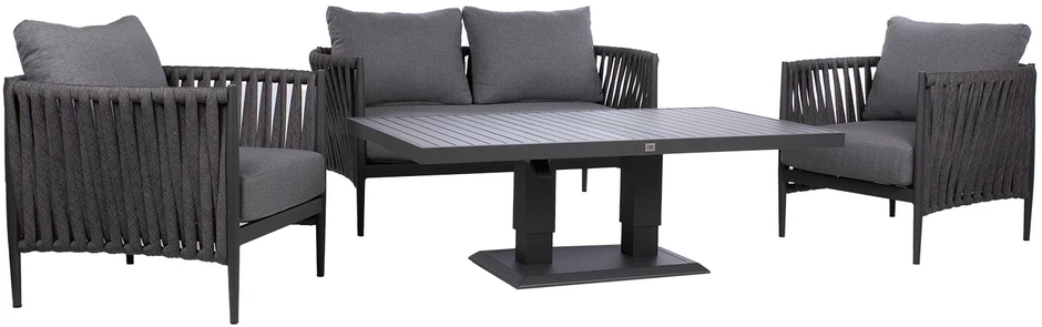 Lauko baldų komplektas Home4You Sodo baldų komplektas BRISTOL stalas, sofa ir 2 kėdės, pilkas