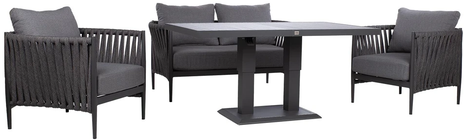 Lauko baldų komplektas Home4You Sodo baldų komplektas BRISTOL stalas, sofa ir 2 kėdės, pilkas