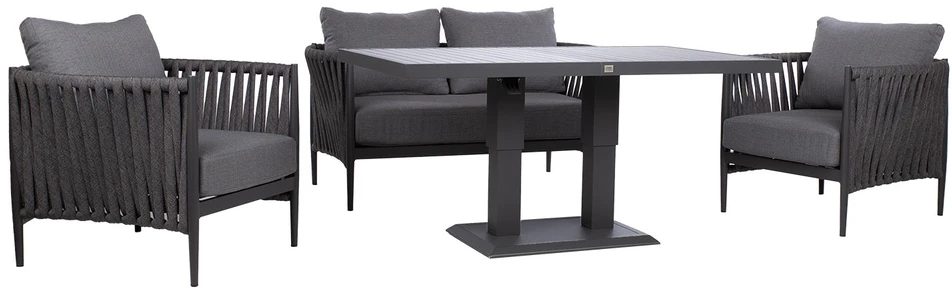 Lauko baldų komplektas Home4You Sodo baldų komplektas BRISTOL stalas, sofa ir 2 kėdės, pilkas