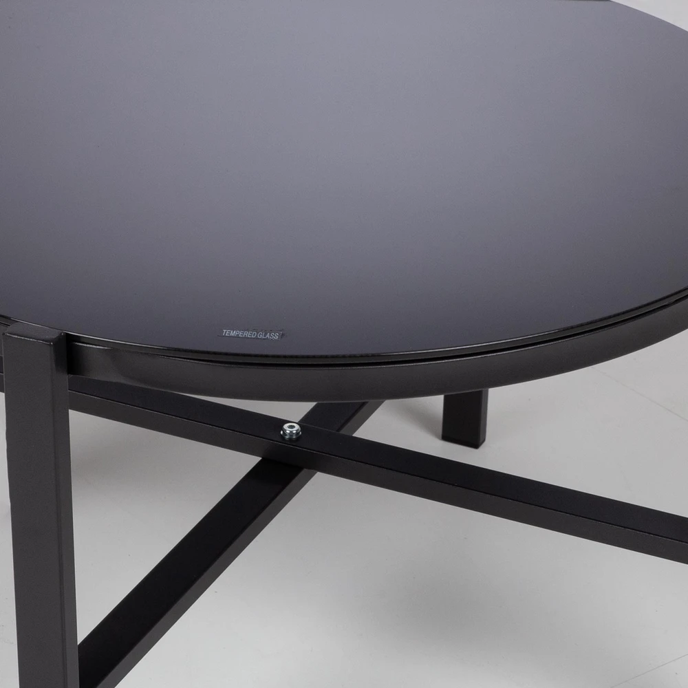 Lauko baldų komplektas Home4You Bench Sodo baldų komplektas CANAAN stalas, suolas ir 2 kėdės, juodas