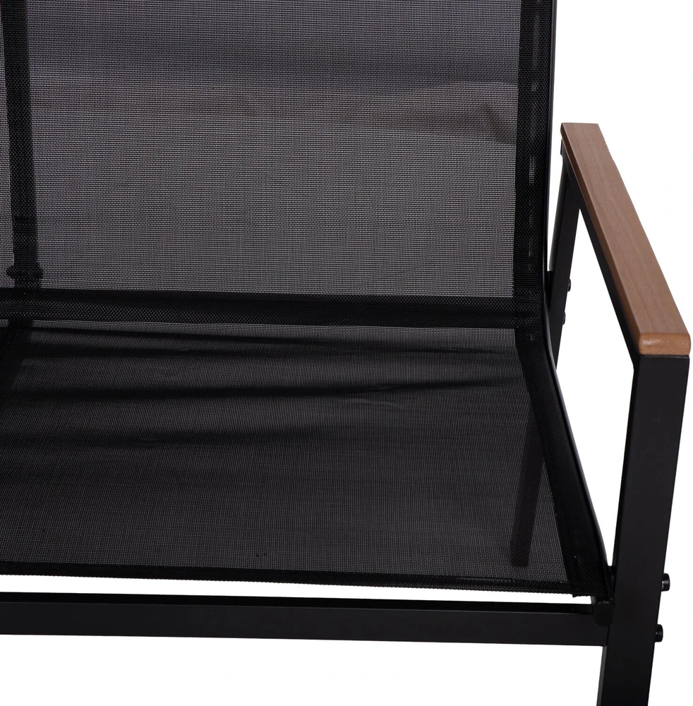 Lauko baldų komplektas Home4You Bench Sodo baldų komplektas CANAAN stalas, suolas ir 2 kėdės, juodas