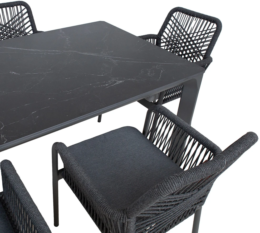 Lauko baldų komplektas Home4You Sodo baldų komplektas CARVES stalas ir 6 kėdės