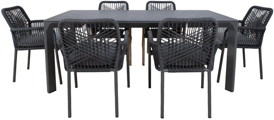 Lauko baldų komplektas Home4You Sodo baldų komplektas CARVES stalas ir 6 kėdės