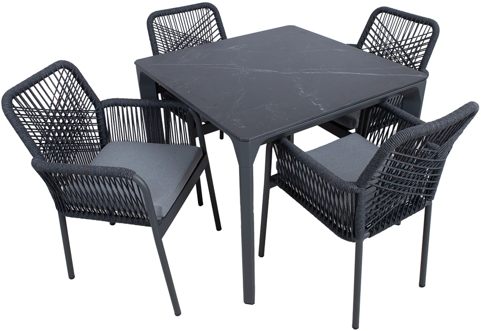 Lauko baldų komplektas Home4You Sodo baldų komplektas CARVES stalas ir 4 kėdės
