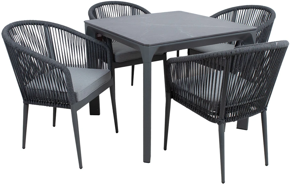 Lauko baldų komplektas Home4You Sodo baldų komplektas CARVES stalas ir 4 kėdės