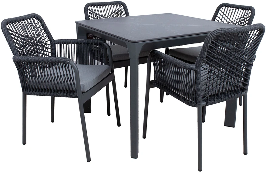 Lauko baldų komplektas Home4You Sodo baldų komplektas CARVES stalas ir 4 kėdės