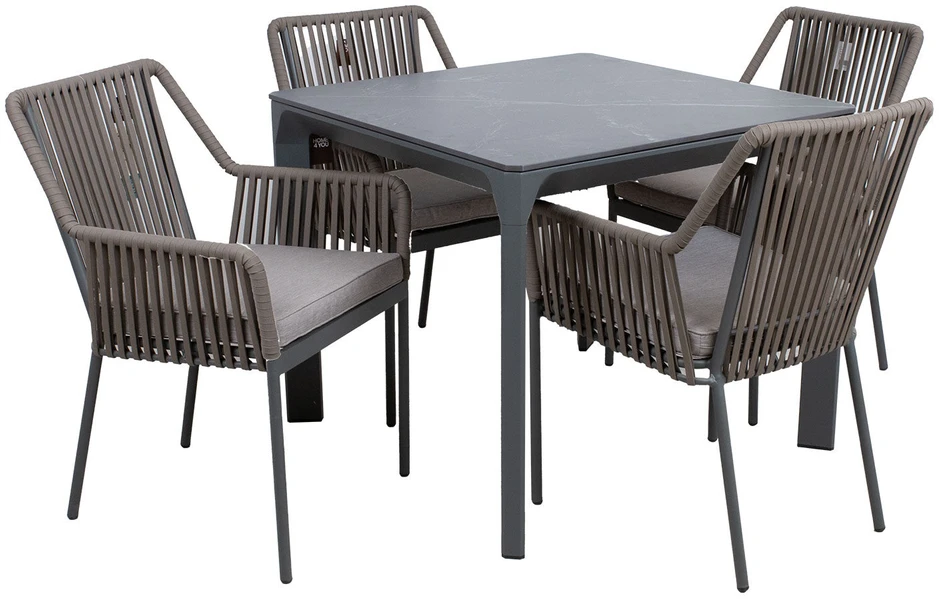 Lauko baldų komplektas Home4You Sodo baldų komplektas CARVES stalas ir 4 kėdės