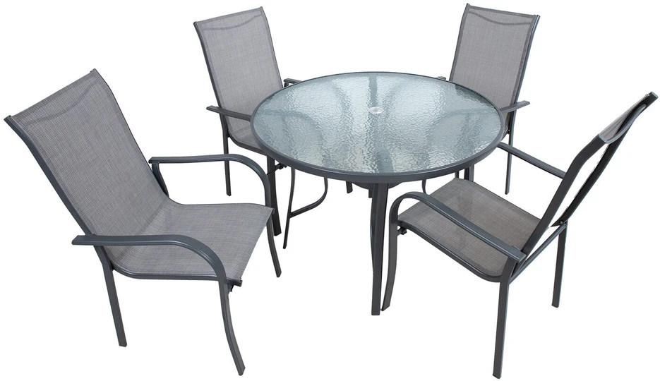 Lauko baldų komplektas Home4You Sodo baldų komplektas EVERET stalas ir 4 kėdės