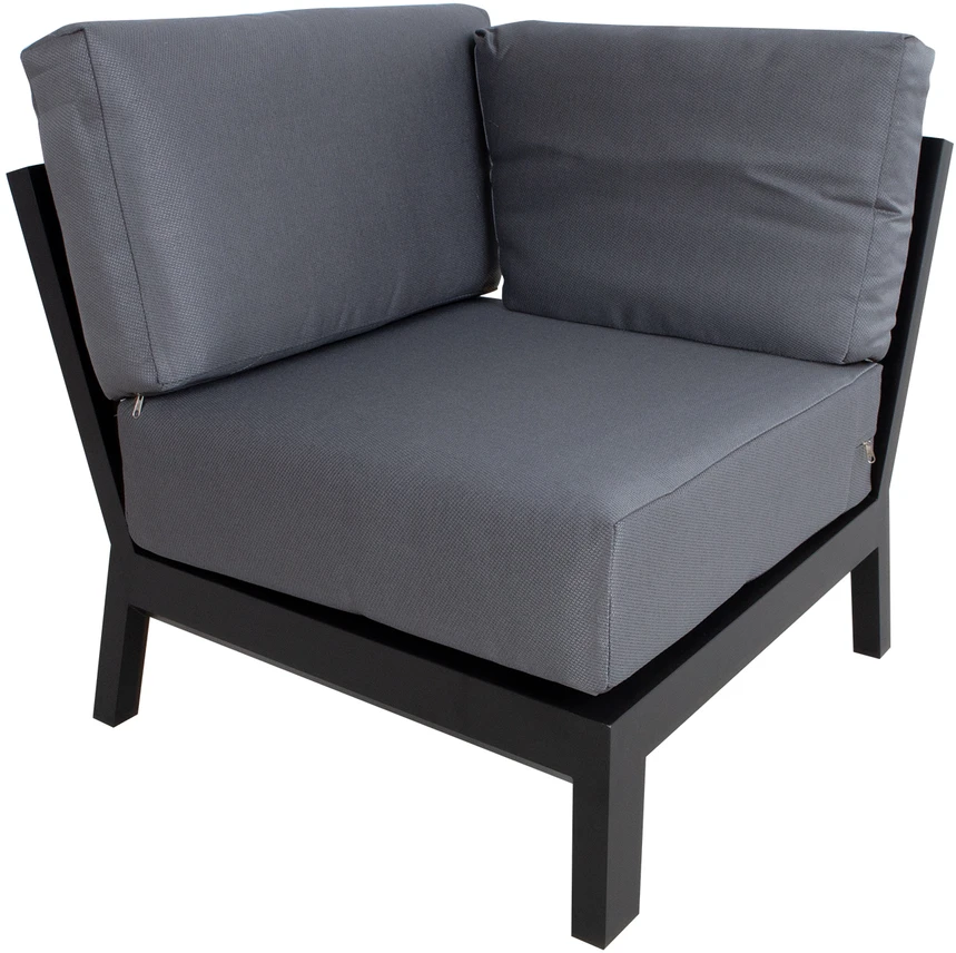 Home4You Lauko baldų komplektas FELNO kampinė sofa, 2 stalai, juodos spalvos