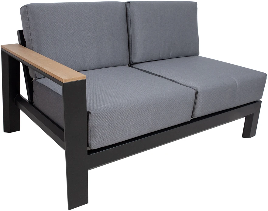Home4You Lauko baldų komplektas FELNO kampinė sofa, 2 stalai, juodos spalvos
